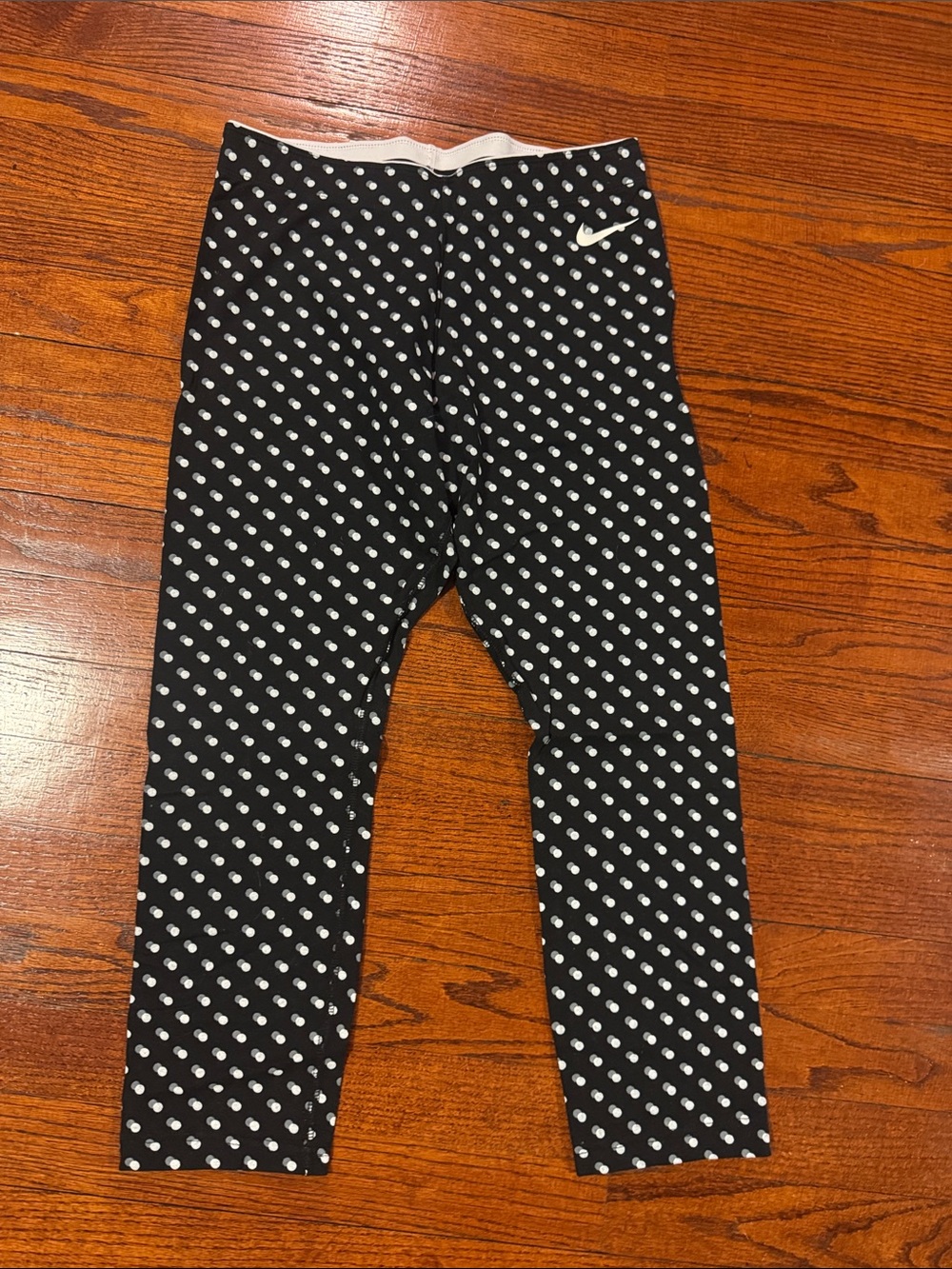 Nike Black Leggings with White Polka Dot Pattern